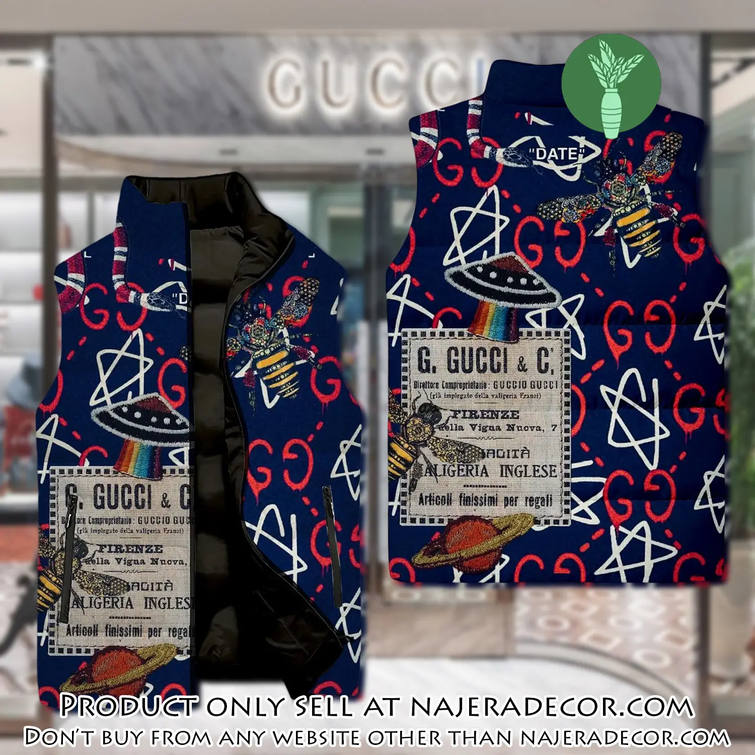 Gucci star luxury brand 3d sleeveless down jacket njr3556880